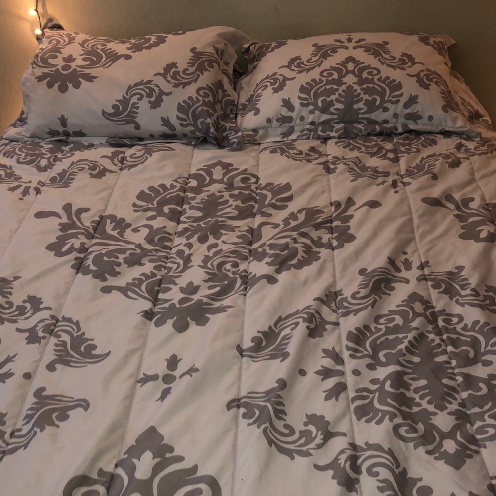 White and grey beautiful design bedding